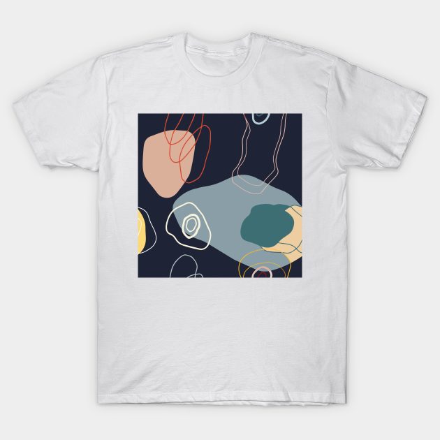 Abstract Shapes Dark Blue Shades T-Shirt by FoxParadox